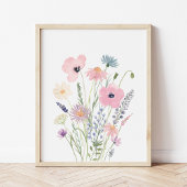 Pastel Roze Paarse Wildflowers Kwekerij Muurkunst Sets