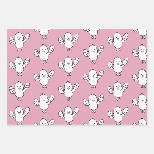 Pastel roze paasgriep en eierspatroon inpakpapier vel (Voorkant)