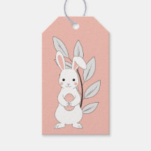 Pastel Roze Paashaas Gift Label