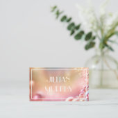 Pastel roze parel glanzend vrouwelijk visitekaartje (Staand voorkant)