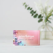 Pastel roze parel glanzende make-up artiest visitekaartje (Staand voorkant)