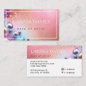 Pastel roze parel glanzende make-up artiest visitekaartje (Voorkant / Achterkant)