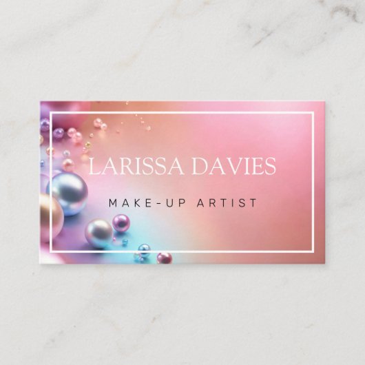 Pastel roze parel glanzende make-up artiest visitekaartje (Voorkant)
