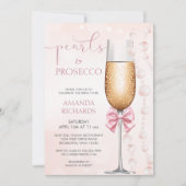 Pastel Roze Parels en Prosecco Vrijgezellenfeest Kaart (Voorkant)
