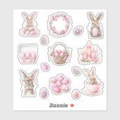 Pastel Roze Pasen Sticker (Vel)