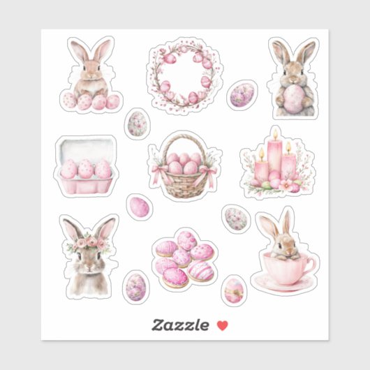 Pastel Roze Pasen Sticker (Vel)
