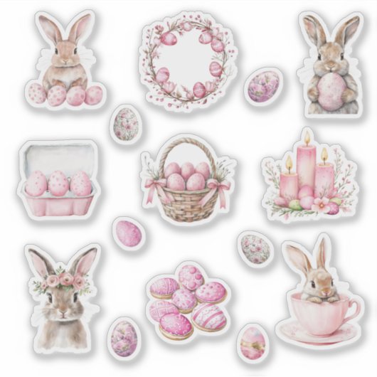Pastel Roze Pasen Sticker (Voorkant)