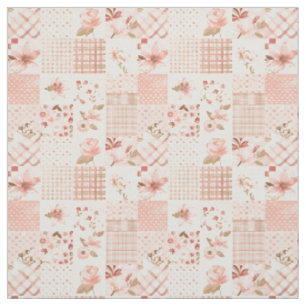 Pastel Roze Patchwork Vintage Cottagecore Dekbed Stof