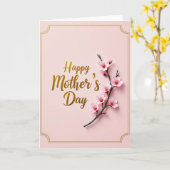 Pastel Roze Patroonkaart Kaart (Gele Bloem)