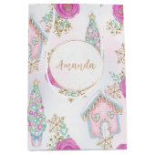 Pastel roze peperkoek gepersonaliseerde kerst medium cadeauzakje (Voorkant)