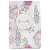 Pastel roze peperkoek gepersonaliseerde kerst medium cadeauzakje (Achterkant)