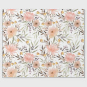 Pastel Roze Perzik Olijf Bloembladeren Patroon Cadeaupapier (Vlak)