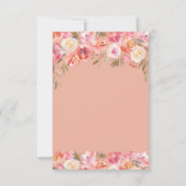 Pastel roze perzik roos bloem bruiloft RSVP kaart (Achterkant)
