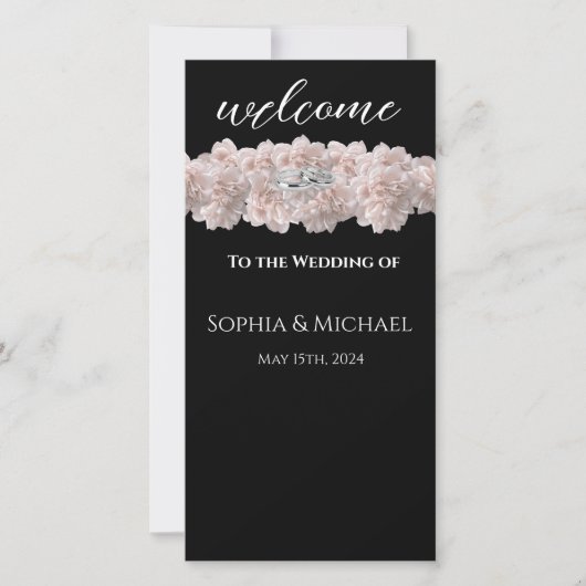 Pastel roze pioen-bruiloft ringen-bruiloft program (Voorkant)