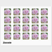 Pastel roze pioen en honing bij vierkante sticker (Vel)