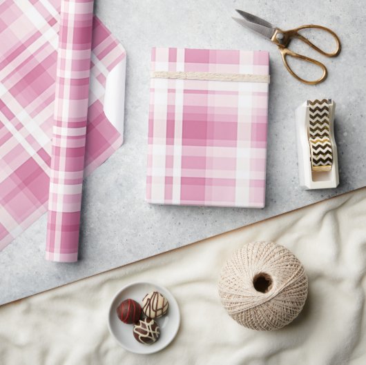 Pastel Roze Plaid Cadeaupapier (Crafts)