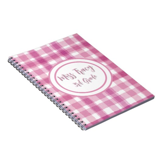 Pastel Roze Plaid Custom Notitieboek (Rechterzijde)