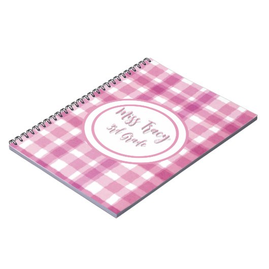 Pastel Roze Plaid Custom Notitieboek (Linkerzijde)