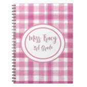 Pastel Roze Plaid Custom Notitieboek (Voorkant)