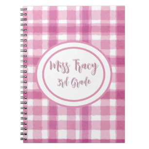Pastel Roze Plaid Custom Notitieboek