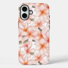 Pastel Roze Plumeria Frangipani Bloemen iPhone 16 Plus Hoesje
