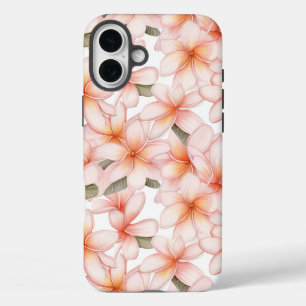Pastel Roze Plumeria Frangipani Bloemen iPhone 16 Plus Hoesje
