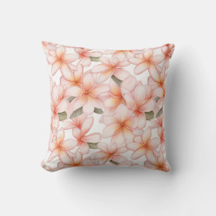 Pastel Roze Plumeria Frangipani Bloemen Patroon Kussen