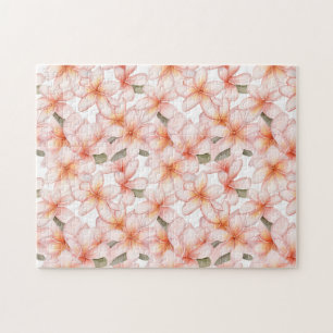 Pastel Roze Plumeria Frangipani Bloemen Patroon Legpuzzel