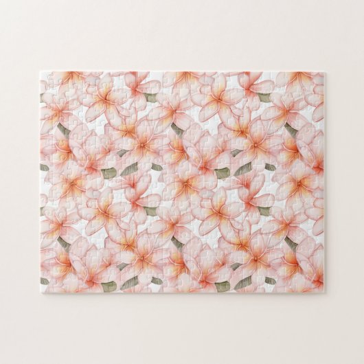 Pastel Roze Plumeria Frangipani Bloemen Patroon Legpuzzel (Horizontaal)