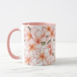 Pastel Roze Plumeria Frangipani Bloemen Patroon Mok