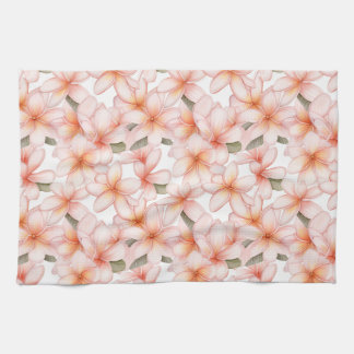 Pastel Roze Plumeria Frangipani Bloemen Patroon Theedoek