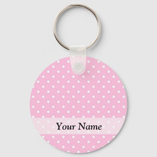 Pastel roze pokkenpatroon sleutelhanger (Voorkant)