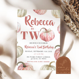 Pastel Roze Pompoen Meisje 2e verjaardag Kaart