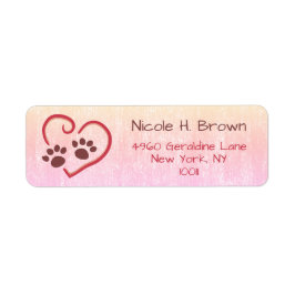Pastel Roze Pootafdrukken Op Hart Retouradres Etiket