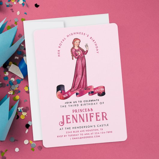  pastel roze prinses sprookje betoverd kaart