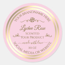 Pastel Roze Product Label Goud Lijst  Roos