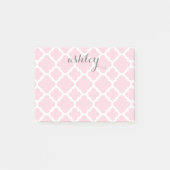Pastel Roze Quatrefoil Patroon Persoonlijke naam Post-it® Notes (Voorkant)