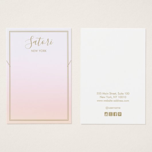 Pastel Roze Rainbow Ombre Script-scherm Ketting Visitekaartje (Voorkant /achterkant)