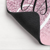 Pastel Roze Rand Ombre Glitter Monogram Muismat (Hoek)
