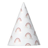 Pastel roze regenboog 1 eerste verjaardag feesthoedjes (Voorkant)