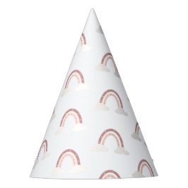 Pastel roze regenboog 1 eerste verjaardag feesthoedjes