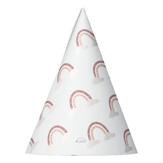 Pastel roze regenboog 1 eerste verjaardag feesthoedjes (Links)
