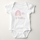 Pastel roze regenboog Birthday party Romper (Voorkant)