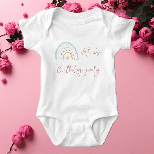 Pastel roze regenboog Birthday party Romper
