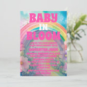 Pastel Roze Regenboog en Bloemen Baby shower Kaart (Staand voorkant)