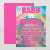 Pastel Roze Regenboog en Bloemen Baby shower Kaart (Voorkant / Achterkant)