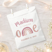 Pastel roze regenboog Jouw naam draait één dag om Bedankzakje (Geknipt)