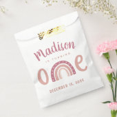 Pastel roze regenboog Jouw naam draait één dag om Bedankzakje (Gezegeld)