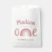 Pastel roze regenboog Jouw naam draait één dag om Bedankzakje (Voorkant)