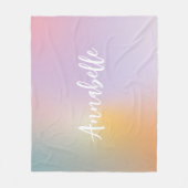 Pastel roze regenboogmicrogram simpel script fleece deken (Voorkant)